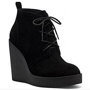 Jessica Simpson Mesila Wedge Booties Black NEW Suede Size 8
